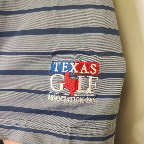 Peter Millar Men's L Polo Shirt Striped Golf Preppy Athletic L Blue Gray - Picture 3 of 7